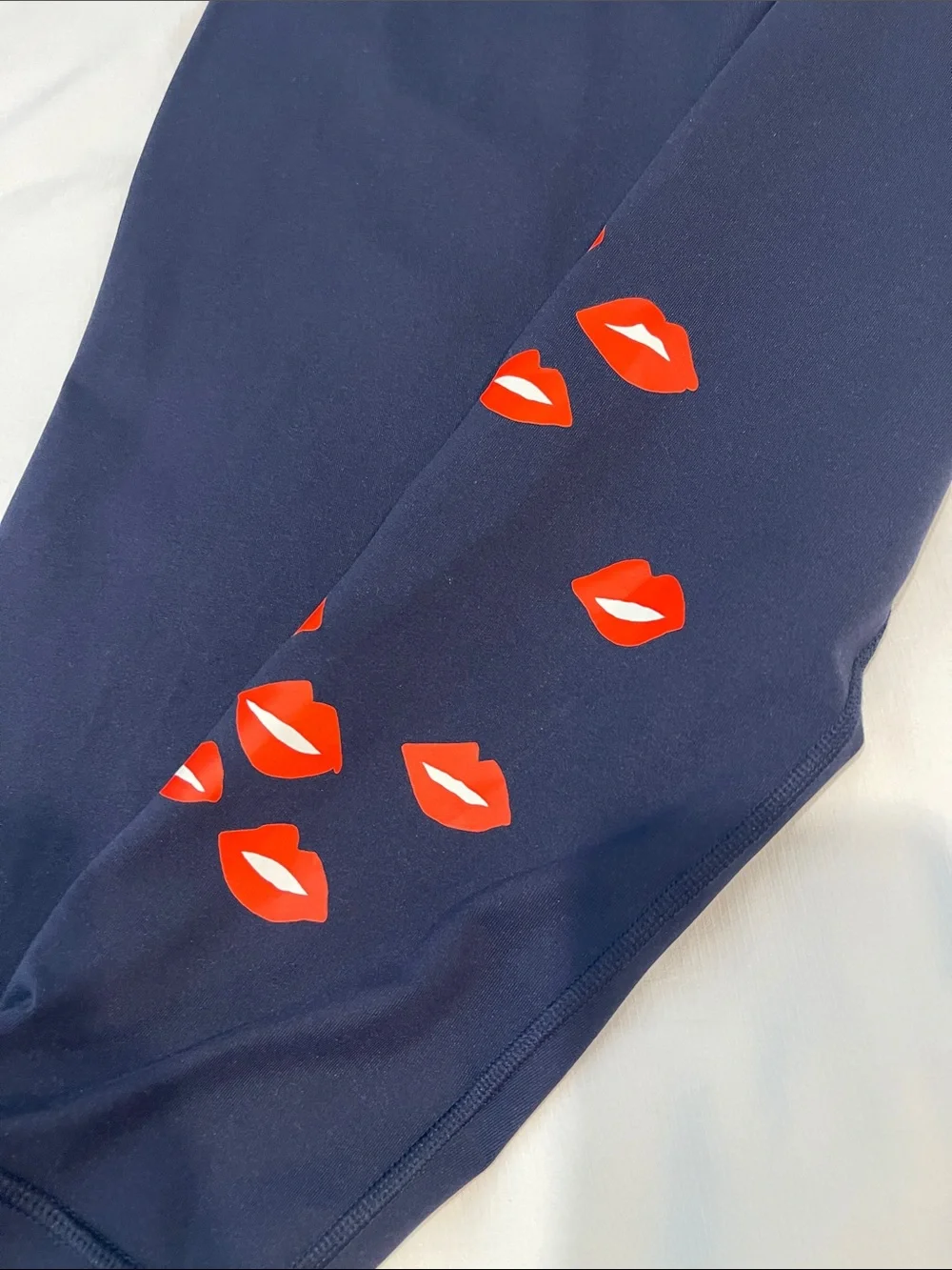 Tory Burch | Navy Blue High-Rise Sculpt Lips Graphic Leggings Sz XL